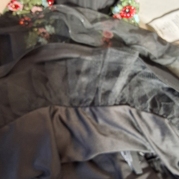 NWT BLONDIE EMBROIDEDED SHORT Black Halter Dress with Floral Embroidery - Picture 10 of 12